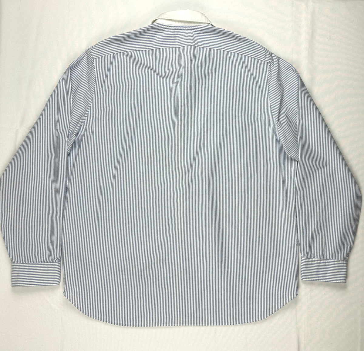 Vintage Ralph Lauren Rugby Men’s XXL Blue Striped Oxford Shirt Contrast Collar