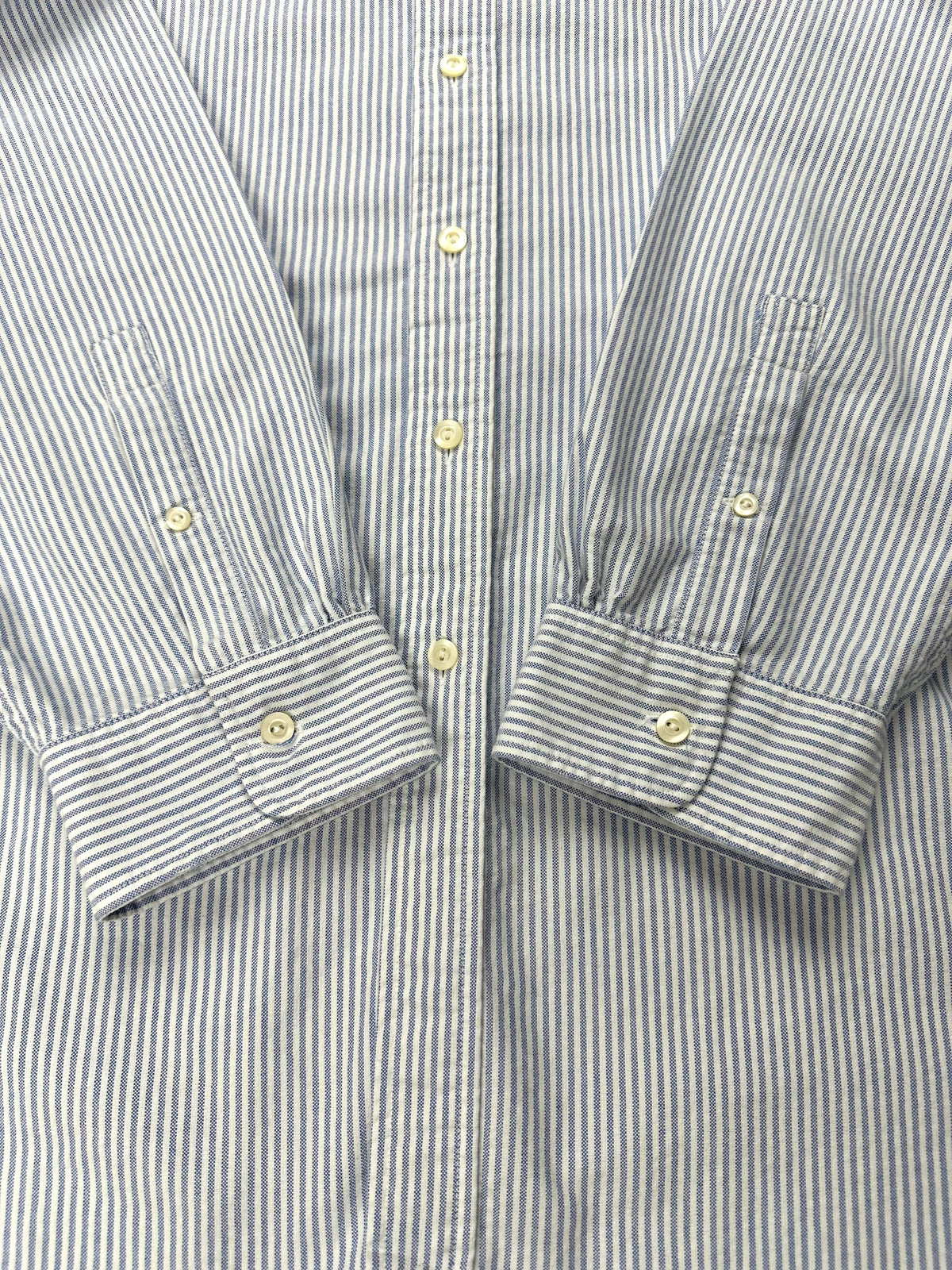 Vintage Ralph Lauren Rugby Men’s XXL Blue Striped Oxford Shirt Contrast Collar