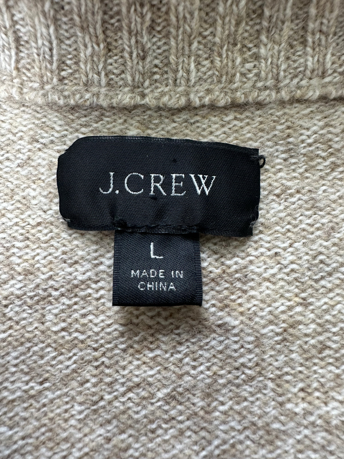 J.Crew Men’s L Rugged Merino Wool Half-Zip Sweater Marled Barley