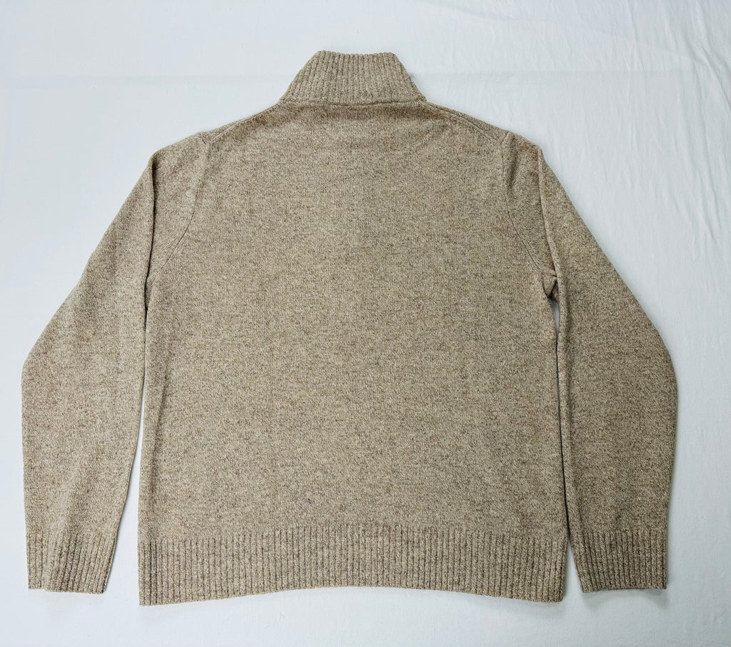 J.Crew Men’s L Rugged Merino Wool Half-Zip Sweater Marled Barley