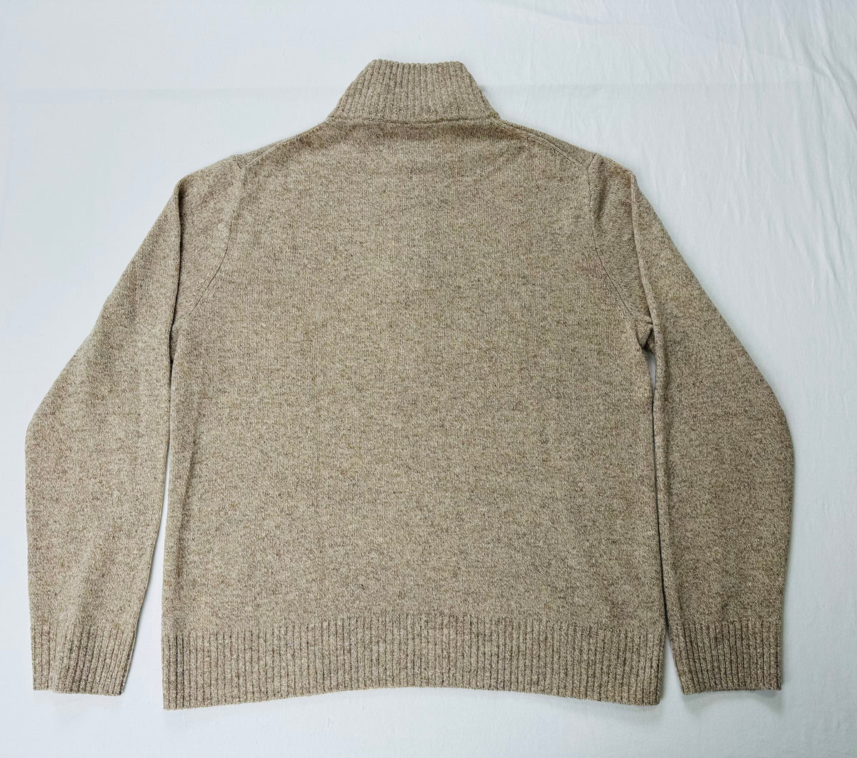J.Crew Men’s L Rugged Merino Wool Half-Zip Sweater Marled Barley