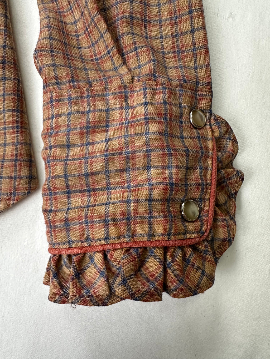 Vintage Kenny Rogers Women’s 11/12 Plaid Ruffle Pearl Snap Western Shirt