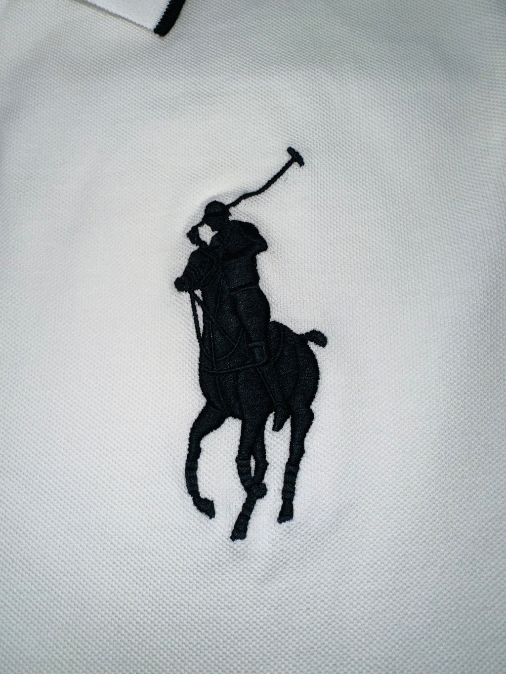 Polo Ralph Lauren Men’s XL White Black Big Pony Long Sleeve Rugby Polo