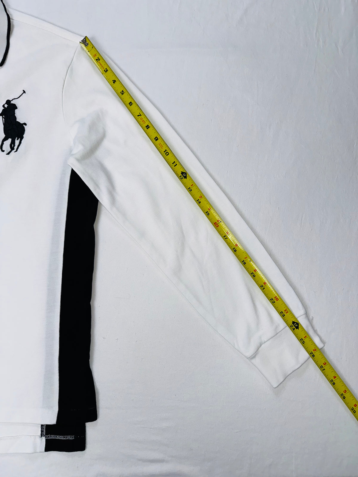 Polo Ralph Lauren Men’s XL White Black Big Pony Long Sleeve Rugby Polo