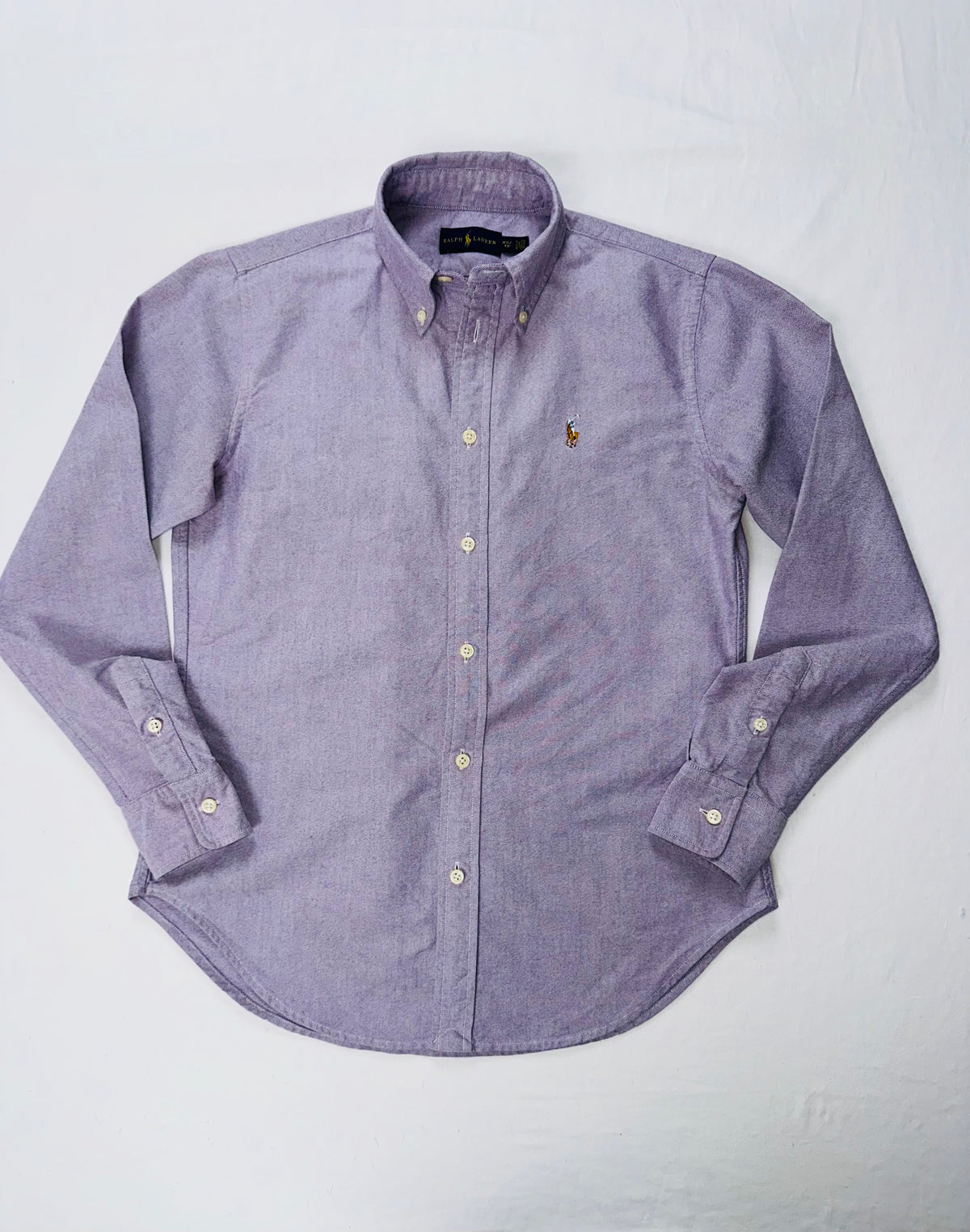 Ralph Lauren Women’s XS Purple Oxford Shirt Super Slim Custom Fit Pony