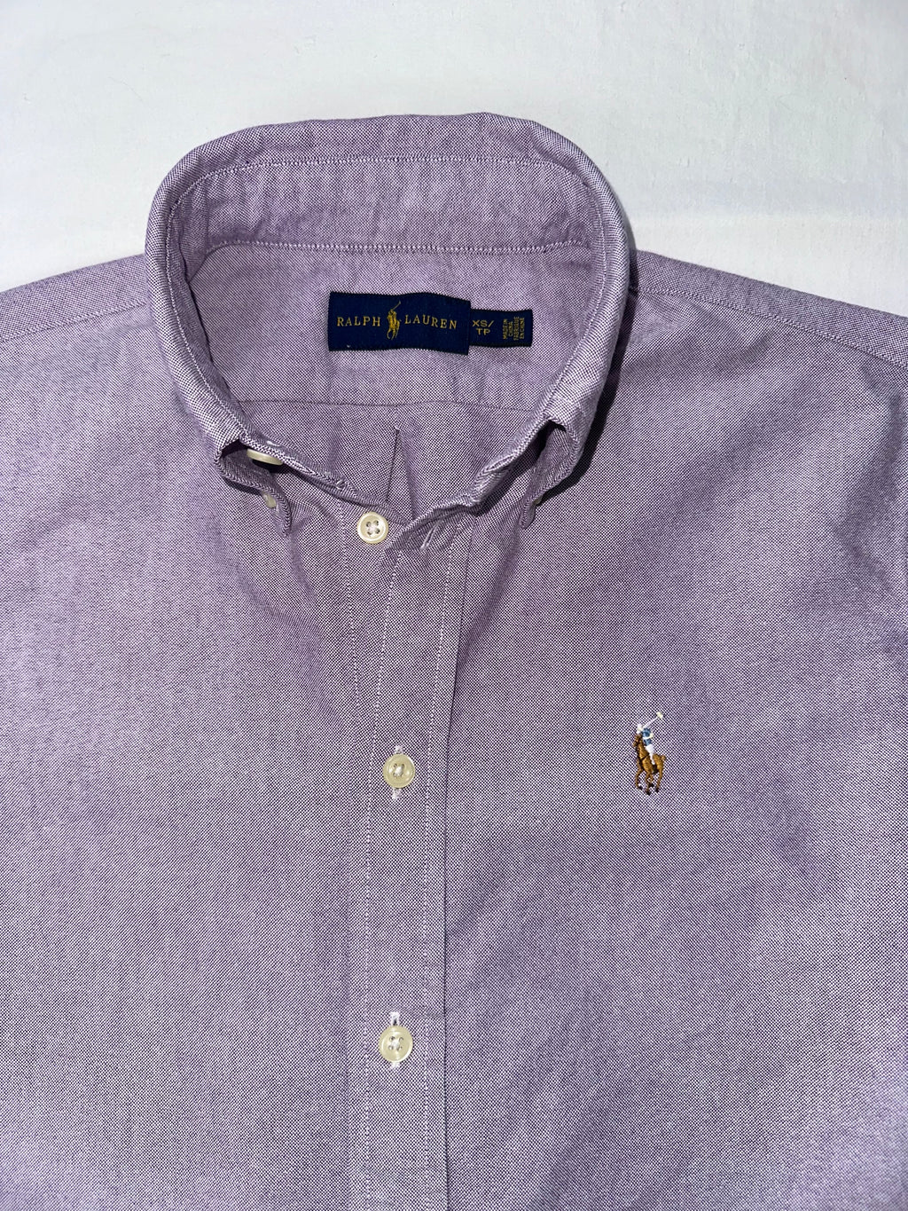 Ralph Lauren Women’s XS Purple Oxford Shirt Super Slim Custom Fit Pony