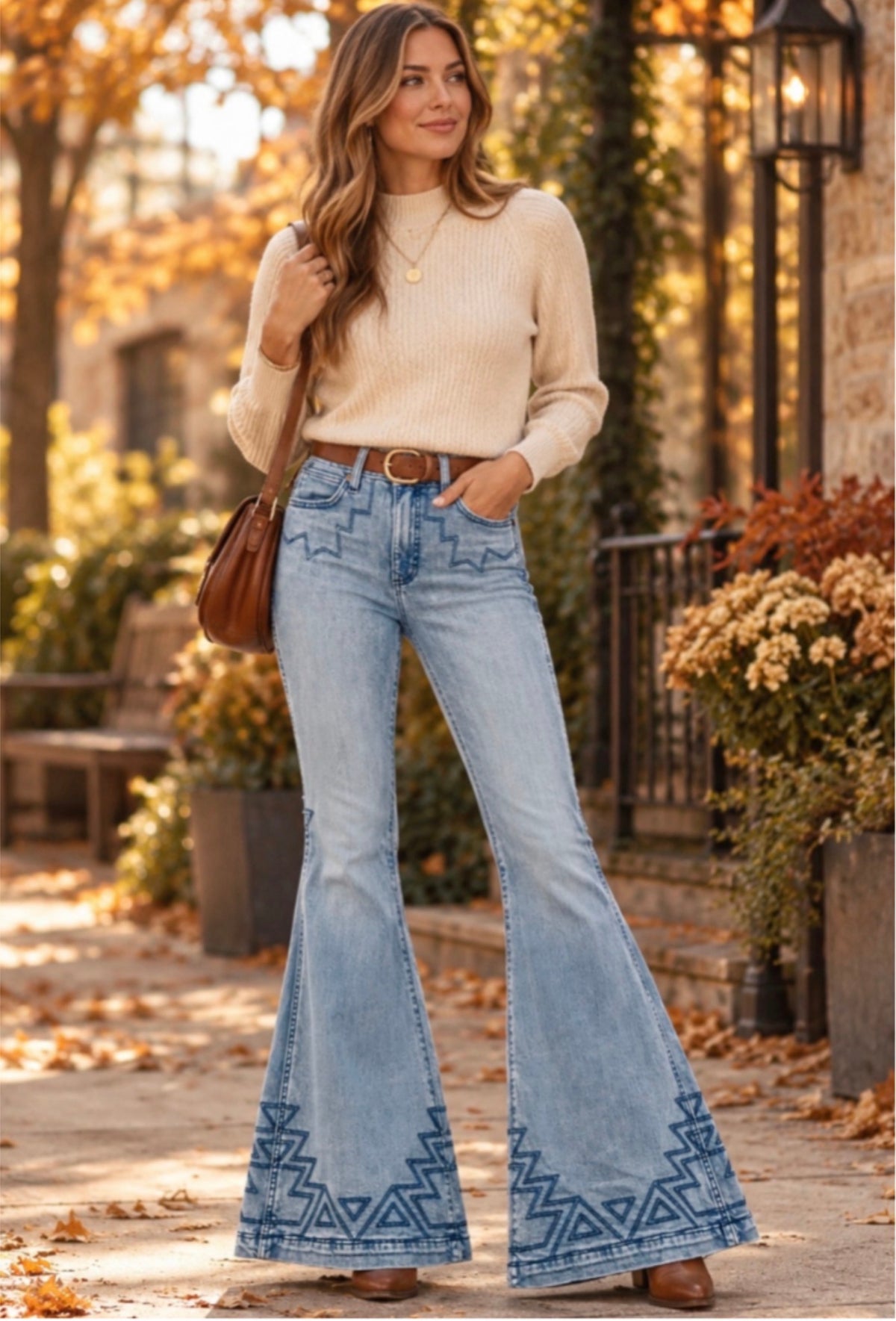 Wrangler Retro Premium Women’s 27x36 High Rise Embellished Trumpet Flare Jeans