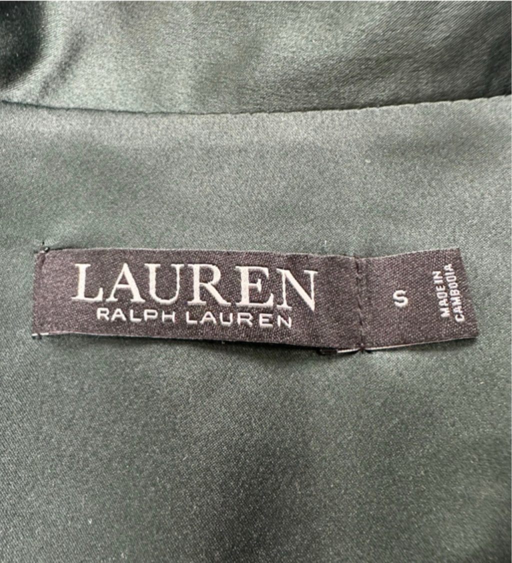 Lauren Ralph Lauren Women’s Small Green Satin Pajama Set Crown Crest Loungewear