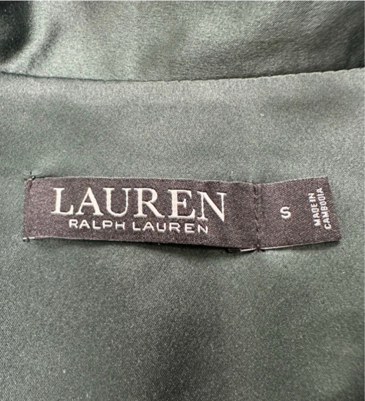 Lauren Ralph Lauren Women’s Small Green Satin Pajama Set Crown Crest Loungewear