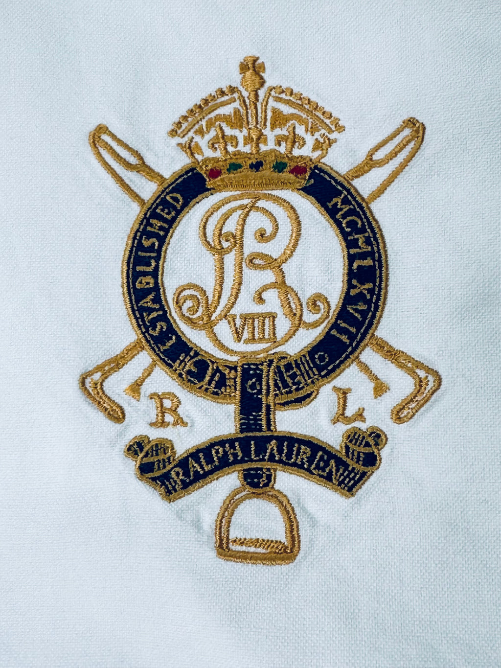 Vintage Ralph Lauren Sport Women’s 14 White Oxford Crest Contrast Collar Shirt
