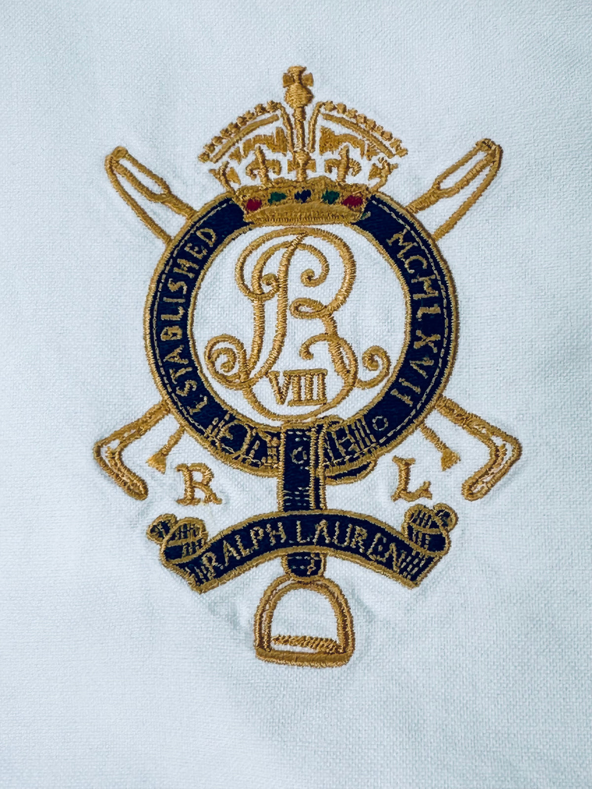 Vintage Ralph Lauren Sport Women’s 14 White Oxford Crest Contrast Collar Shirt