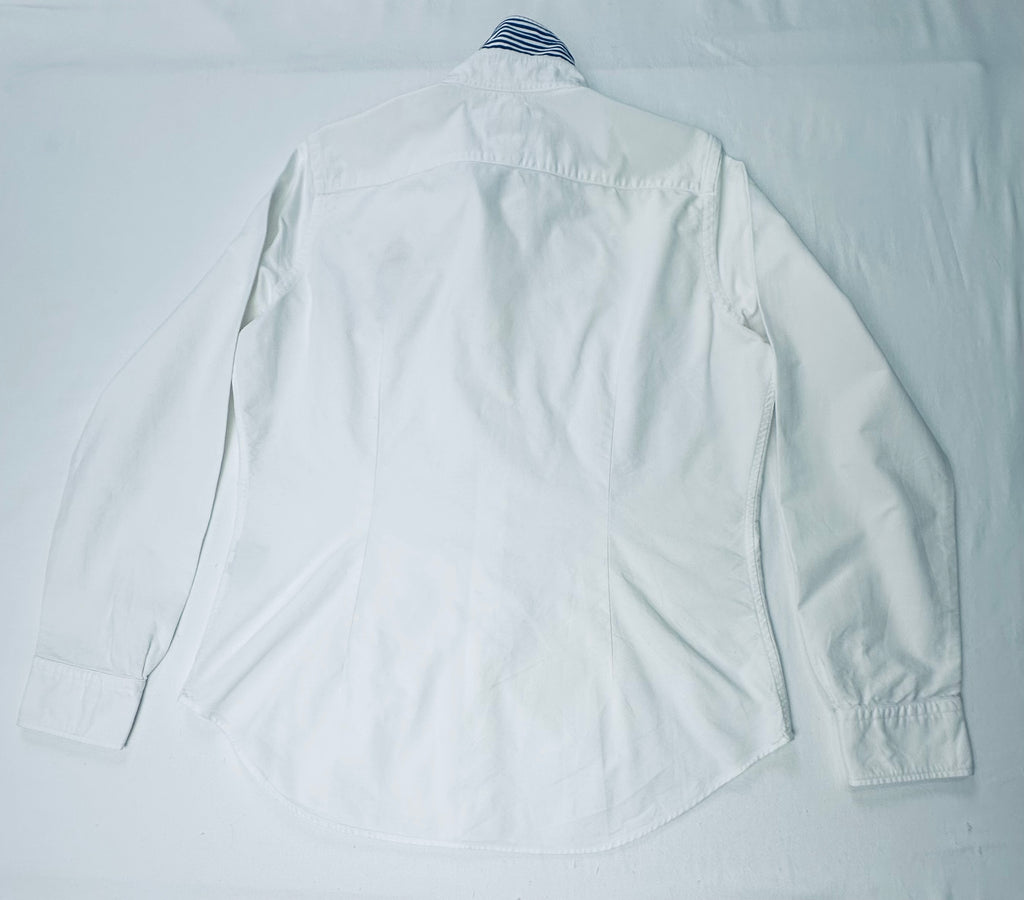 Vintage Ralph Lauren Sport Women’s 14 White Oxford Crest Contrast Collar Shirt