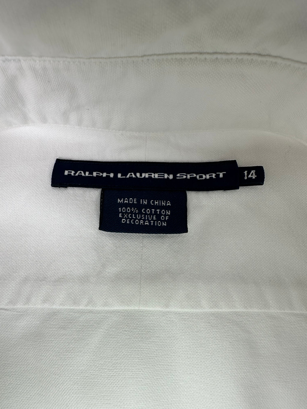 Vintage Ralph Lauren Sport Women’s 14 White Oxford Crest Contrast Collar Shirt
