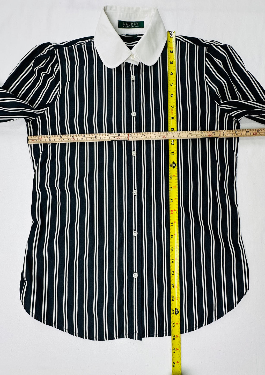 Vintage Lauren Ralph Lauren Striped Peter Pan Collar Blouse Women’s S Puff Sleeve