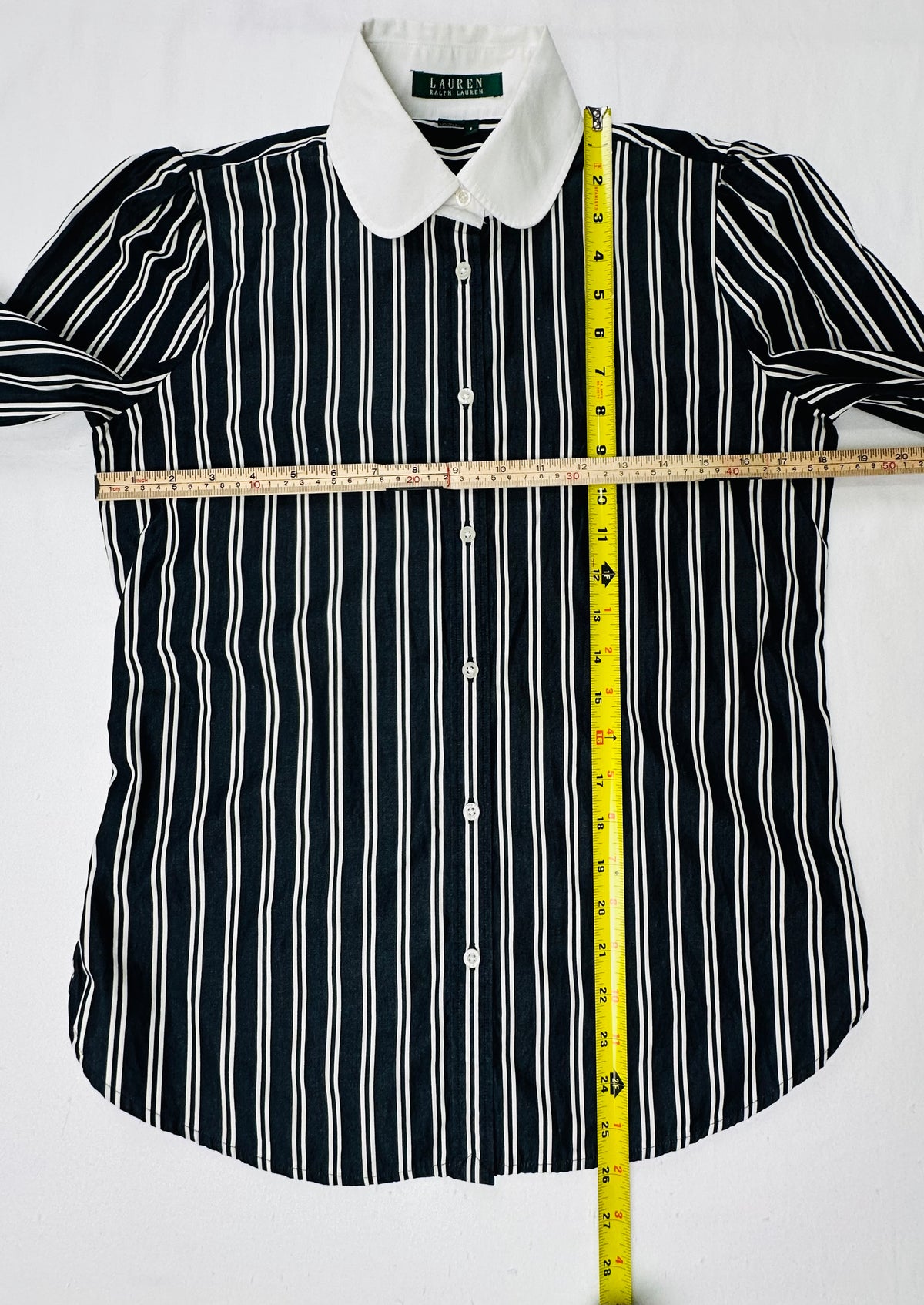 Vintage Lauren Ralph Lauren Striped Peter Pan Collar Blouse Women’s S Puff Sleeve