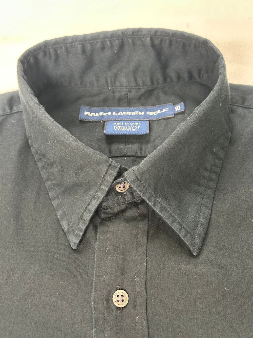 Vintage Ralph Lauren Golf Women’s 10 Black Cotton Shirt Gold Big Pony