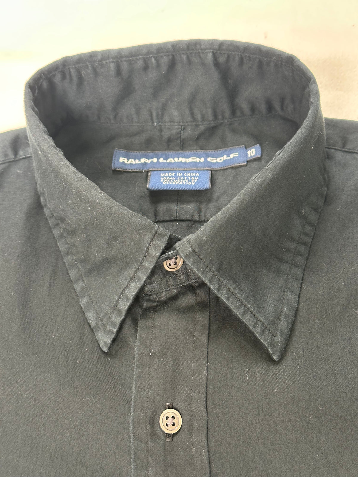 Vintage Ralph Lauren Golf Women’s 10 Black Cotton Shirt Gold Big Pony