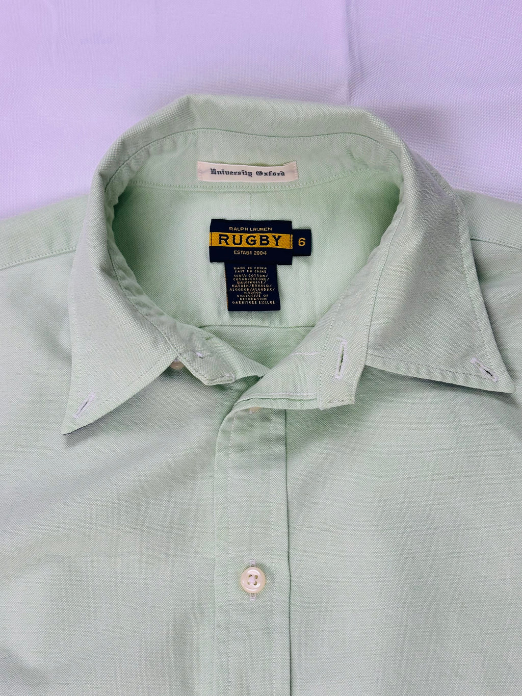 Vintage Ralph Lauren Rugby Women’s University Oxford Shirt Size 6 Lime Green