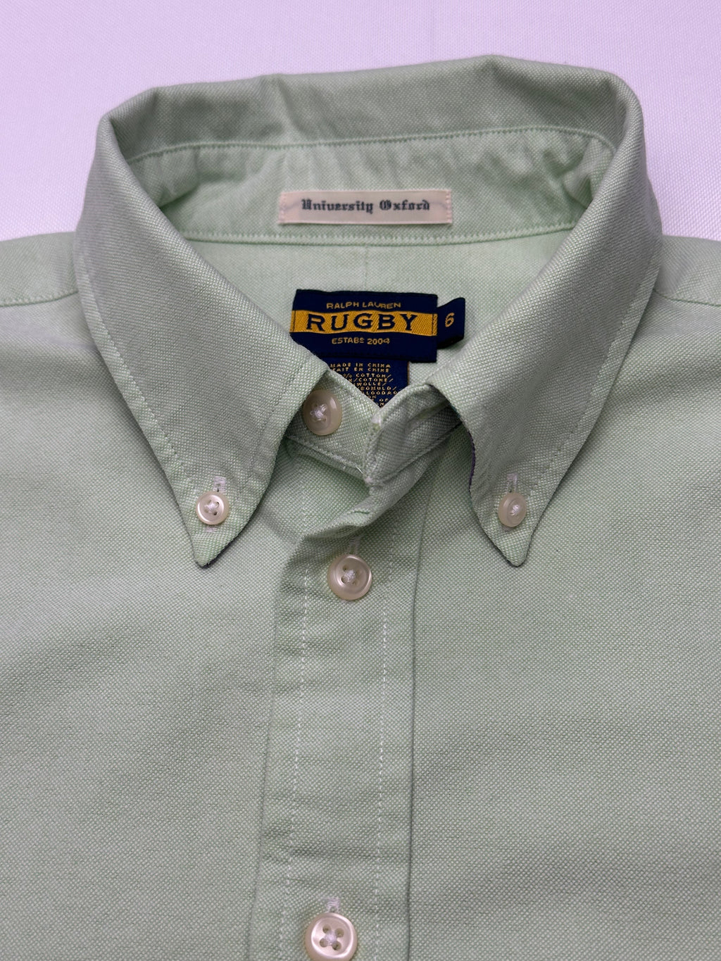 Vintage Ralph Lauren Rugby Women’s University Oxford Shirt Size 6 Lime Green