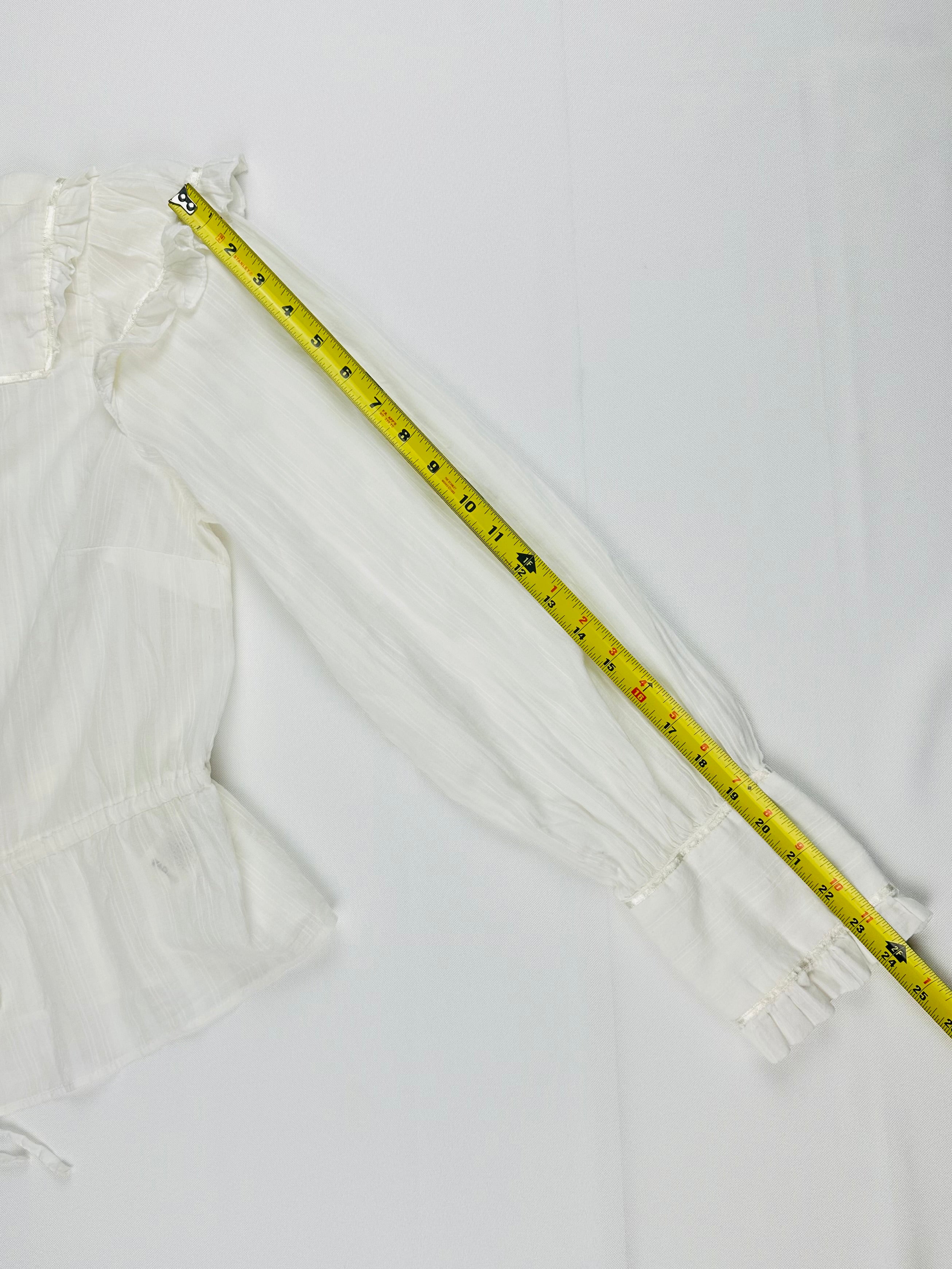 Free People Solid Daybreak Blouse Women’s M Optic White Ruffle Cotton Blouse Top