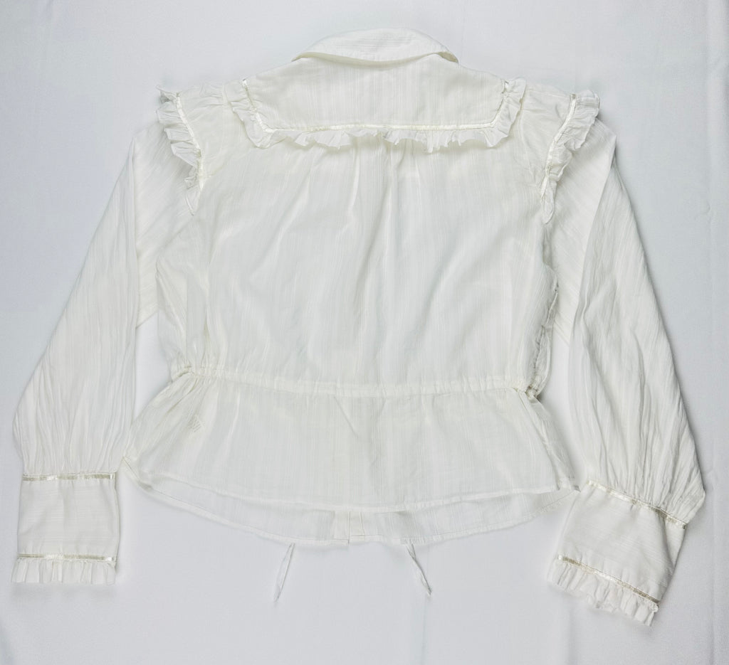 Free People Solid Daybreak Blouse Women’s M Optic White Ruffle Cotton Blouse Top