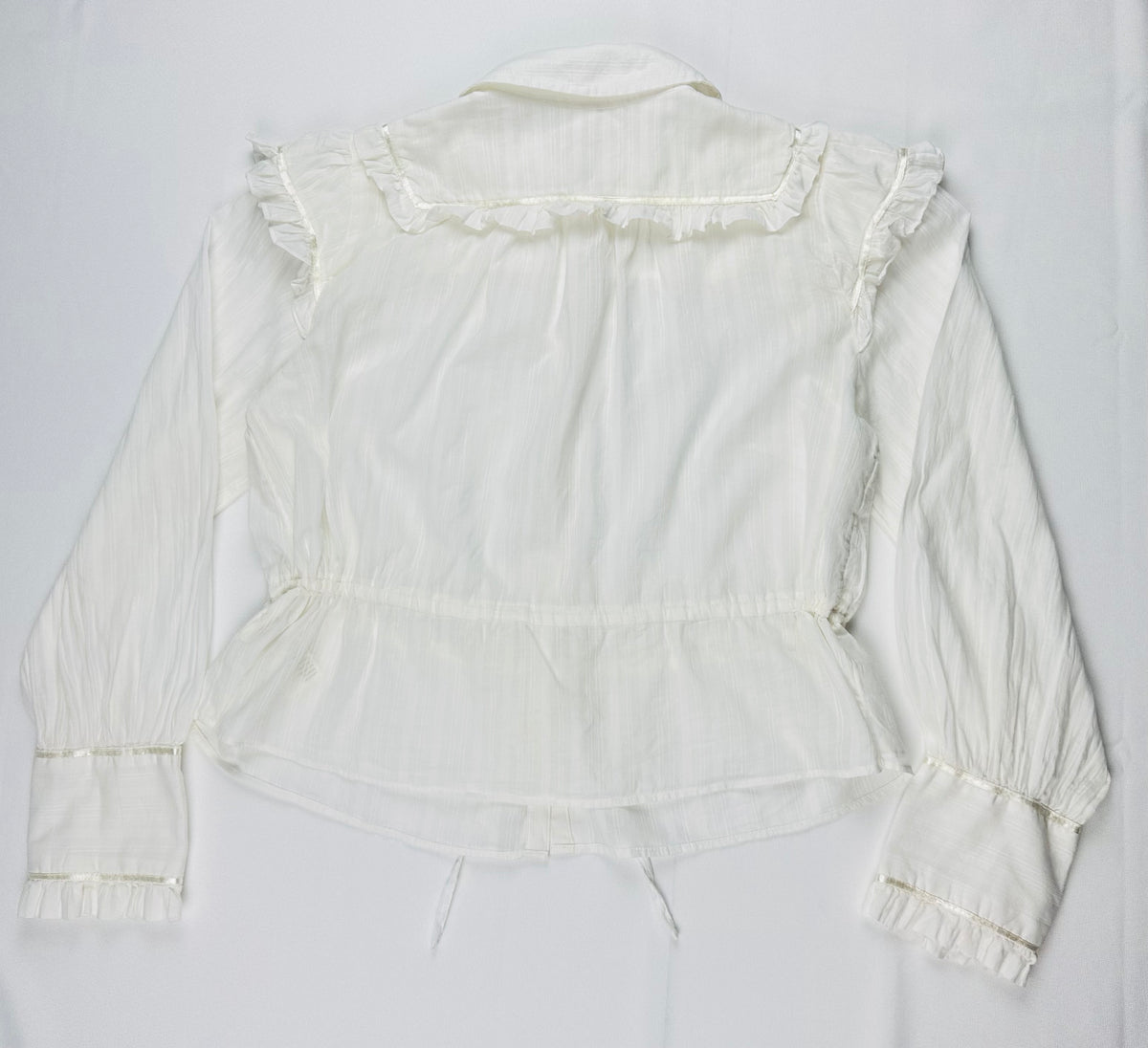 Free People Solid Daybreak Blouse Women’s M Optic White Ruffle Cotton Blouse Top