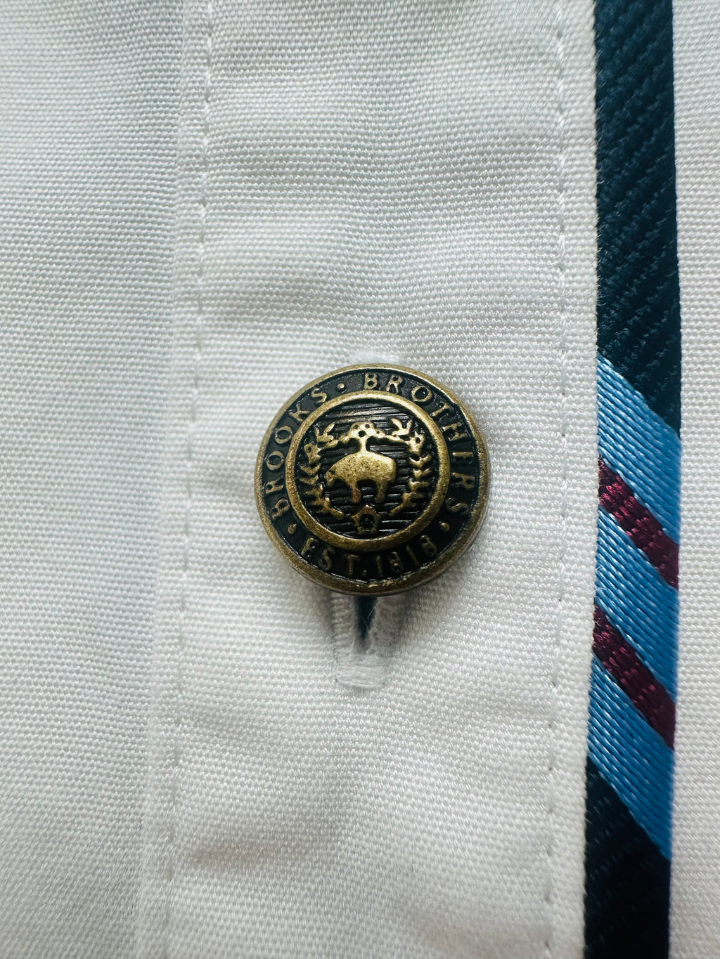 Brooks Brothers Red Fleece Women’s 12 White Cotton Stretch Shirt Blue Contrast Trim