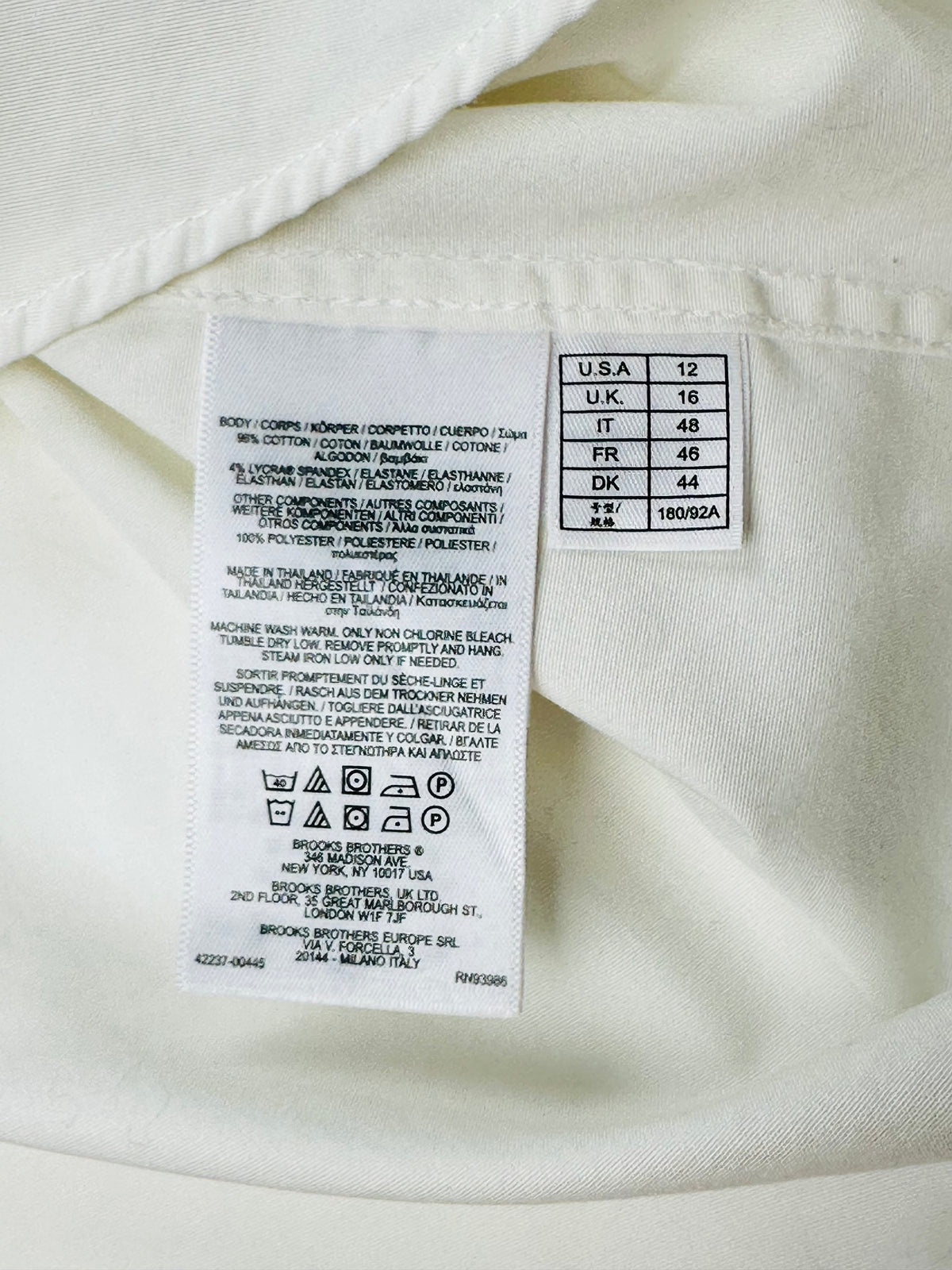 Brooks Brothers Red Fleece Women’s 12 White Cotton Stretch Shirt Blue Contrast Trim