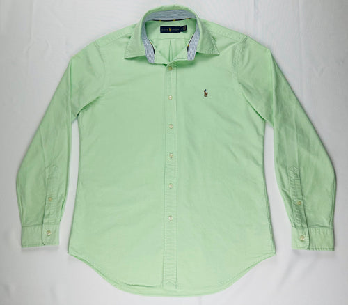 Men’s Ralph Lauren Mint Green Oxford Button-Down Shirt Contrast Collar Grosgrain Trim M