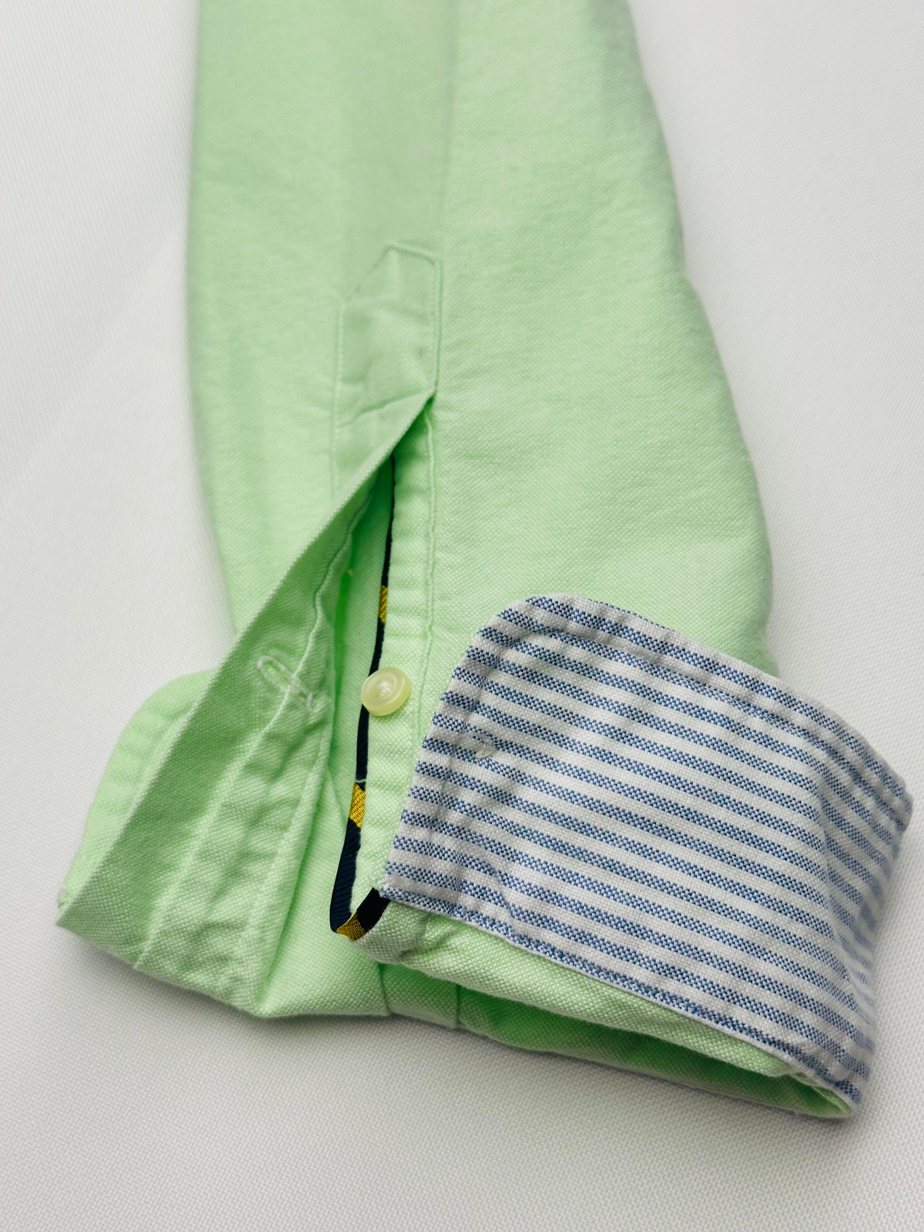 Men’s Ralph Lauren Mint Green Oxford Button-Down Shirt Contrast Collar Grosgrain Trim M