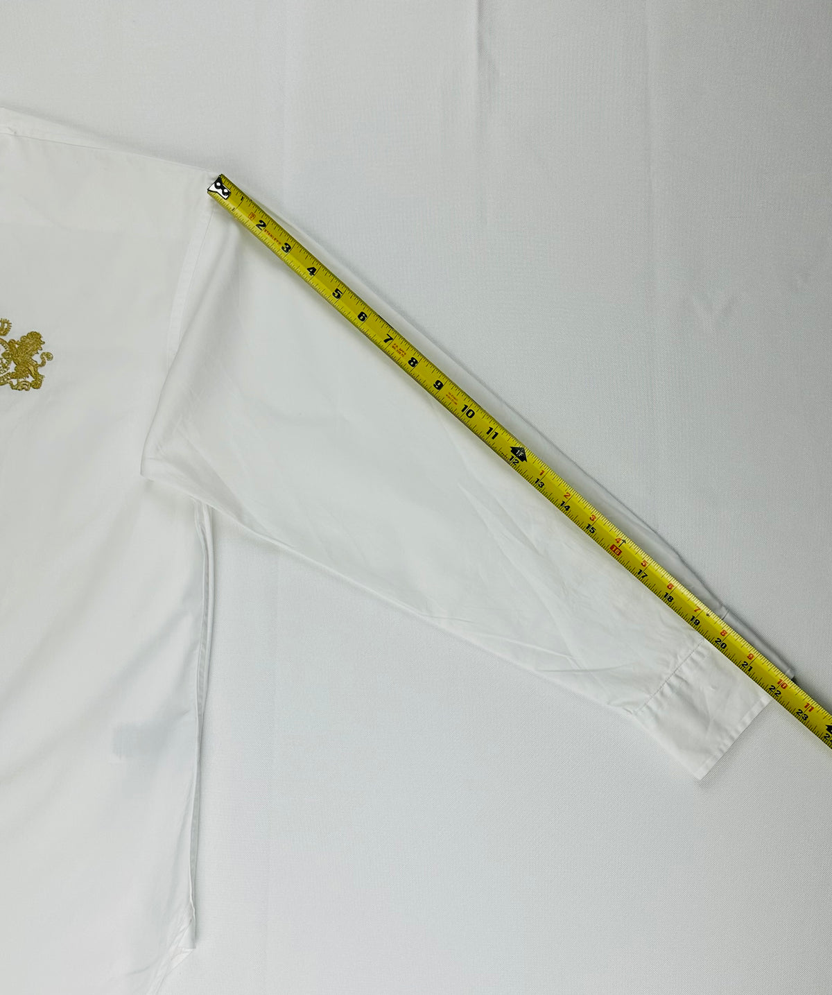 Lauren Ralph Lauren Women’s L White Cotton Shirt Gold Crest Logo Buttons