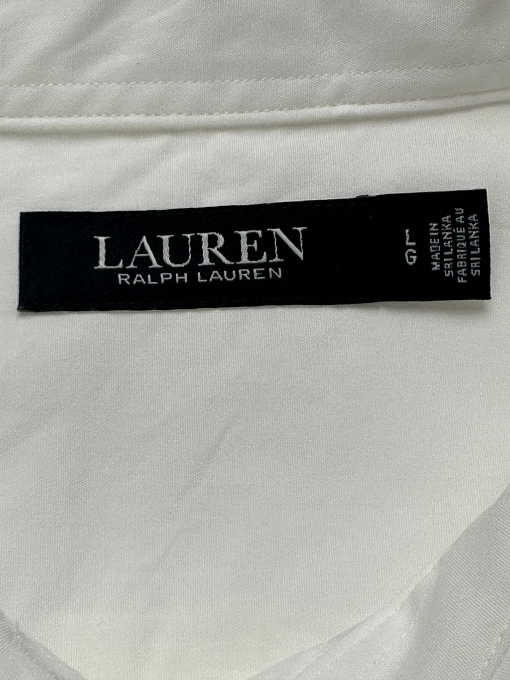 Lauren Ralph Lauren Women’s L White Cotton Shirt Gold Crest Logo Buttons