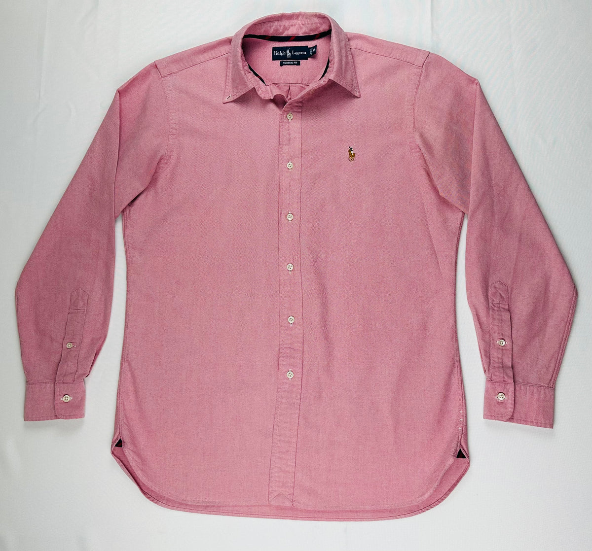 Vintage Ralph Lauren Men’s M Dusty Rose Oxford Shirt Grosgrain Trim Classic Fit