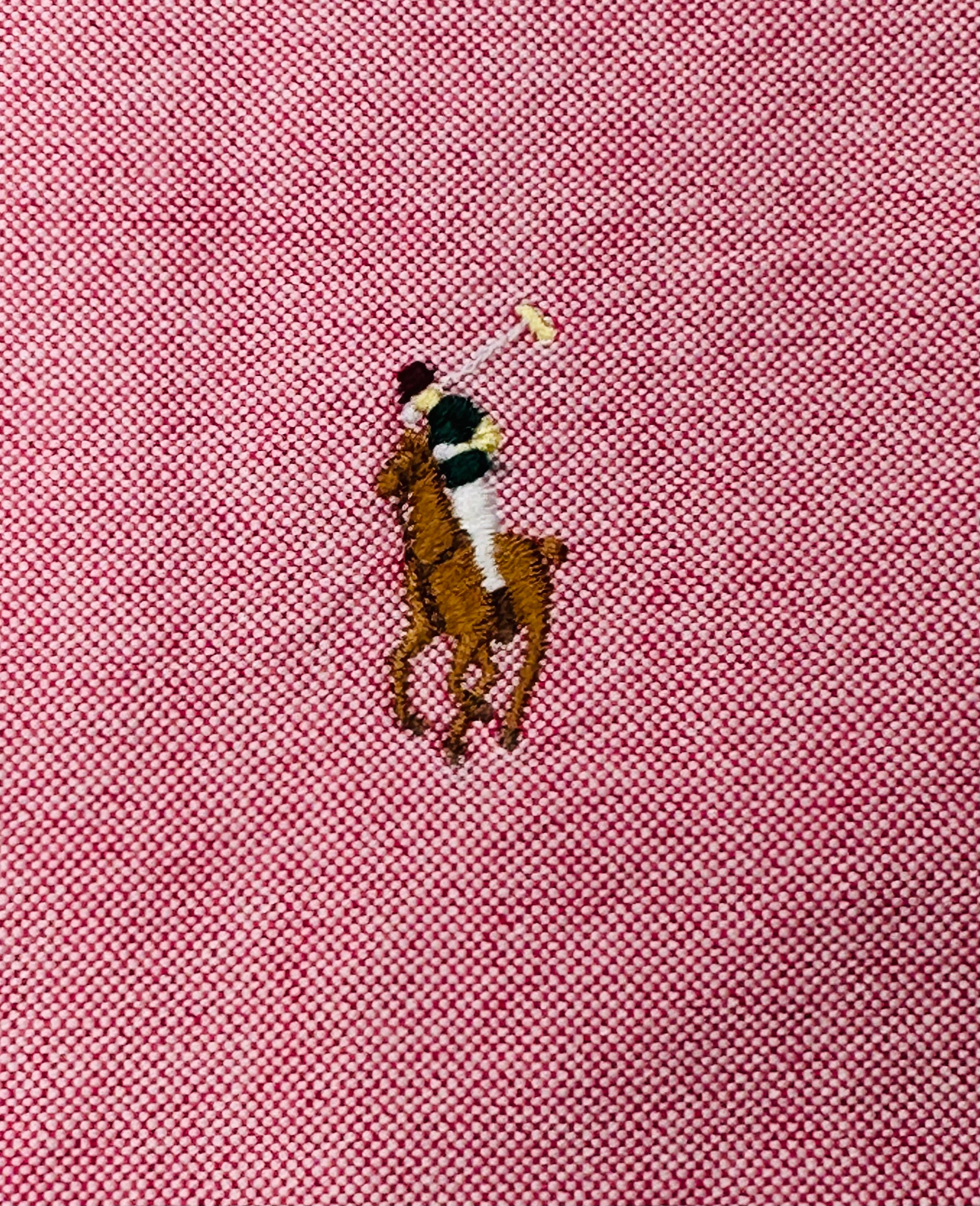 Vintage Ralph Lauren Men’s M Dusty Rose Oxford Shirt Grosgrain Trim Classic Fit