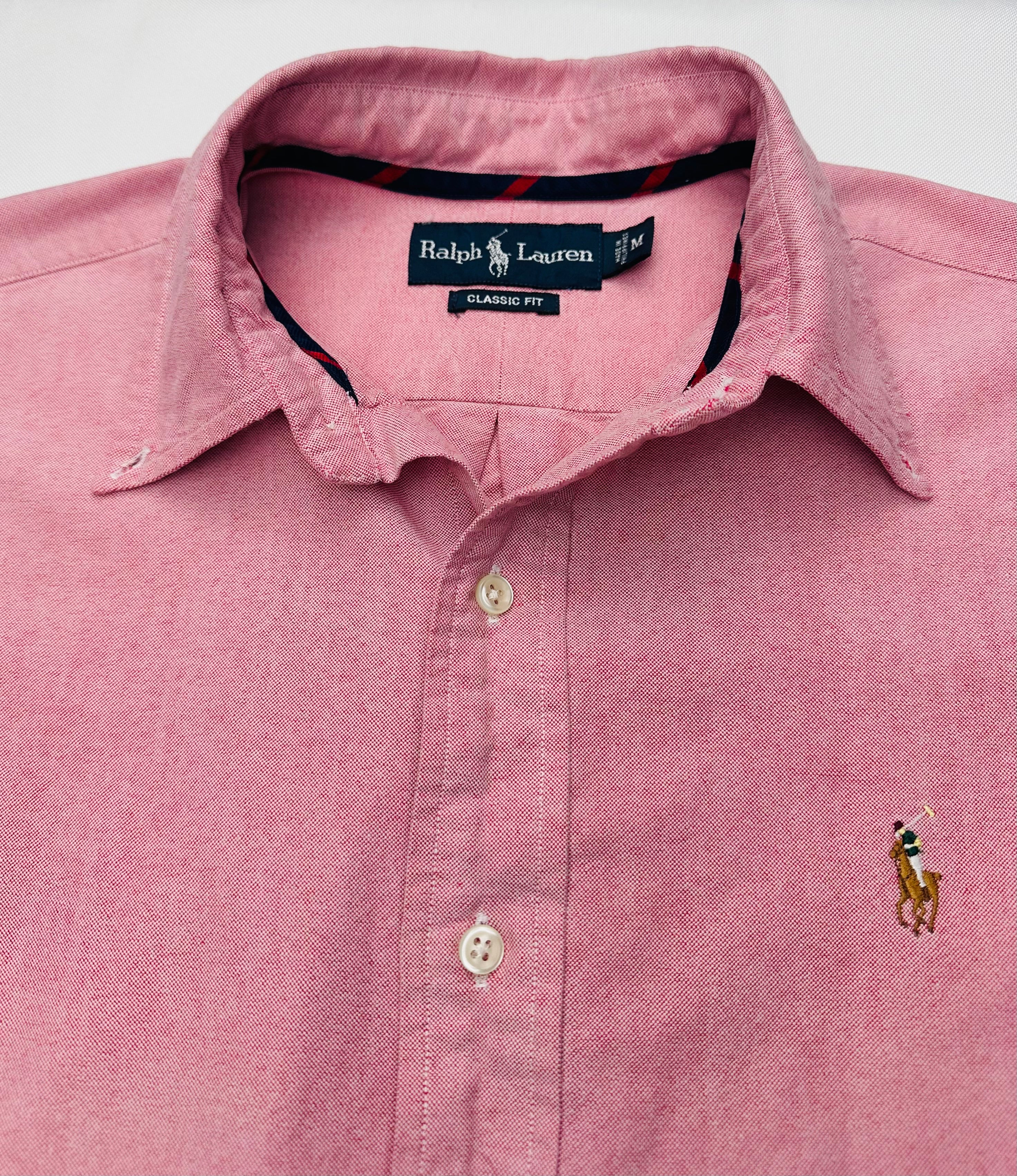 Vintage Ralph Lauren Men’s M Dusty Rose Oxford Shirt Grosgrain Trim Classic Fit