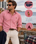 Vintage Ralph Lauren Men’s M Dusty Rose Oxford Shirt Grosgrain Trim Classic Fit
