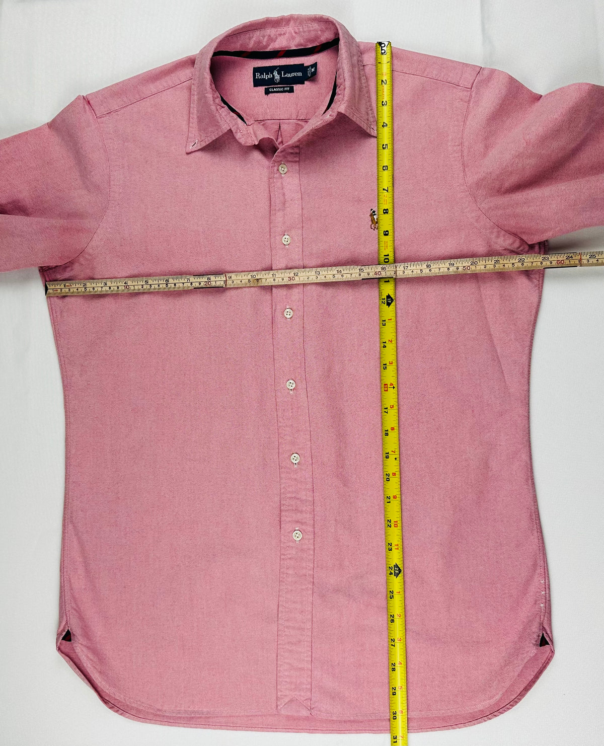 Vintage Ralph Lauren Men’s M Dusty Rose Oxford Shirt Grosgrain Trim Classic Fit