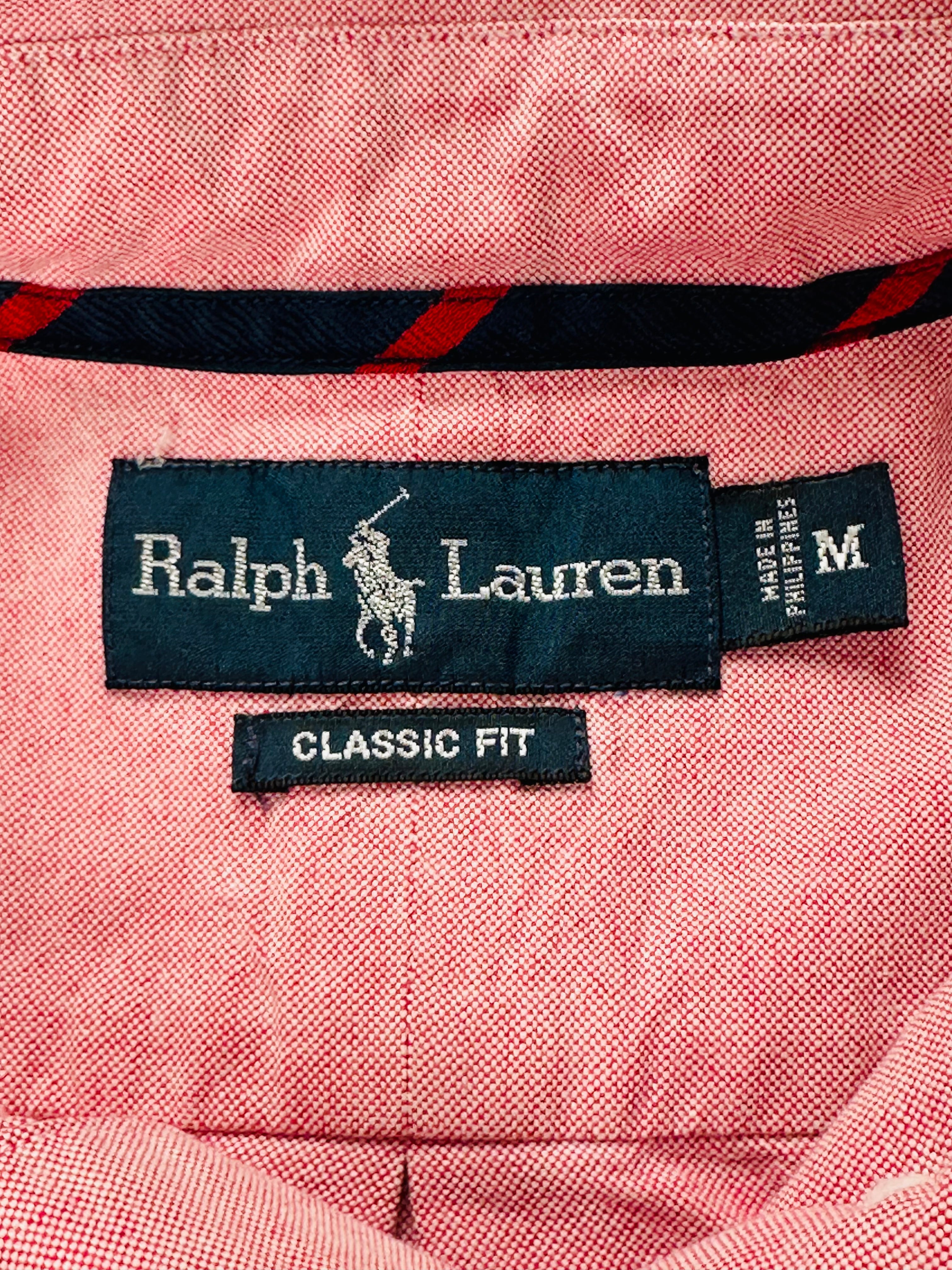 Vintage Ralph Lauren Men’s M Dusty Rose Oxford Shirt Grosgrain Trim Classic Fit