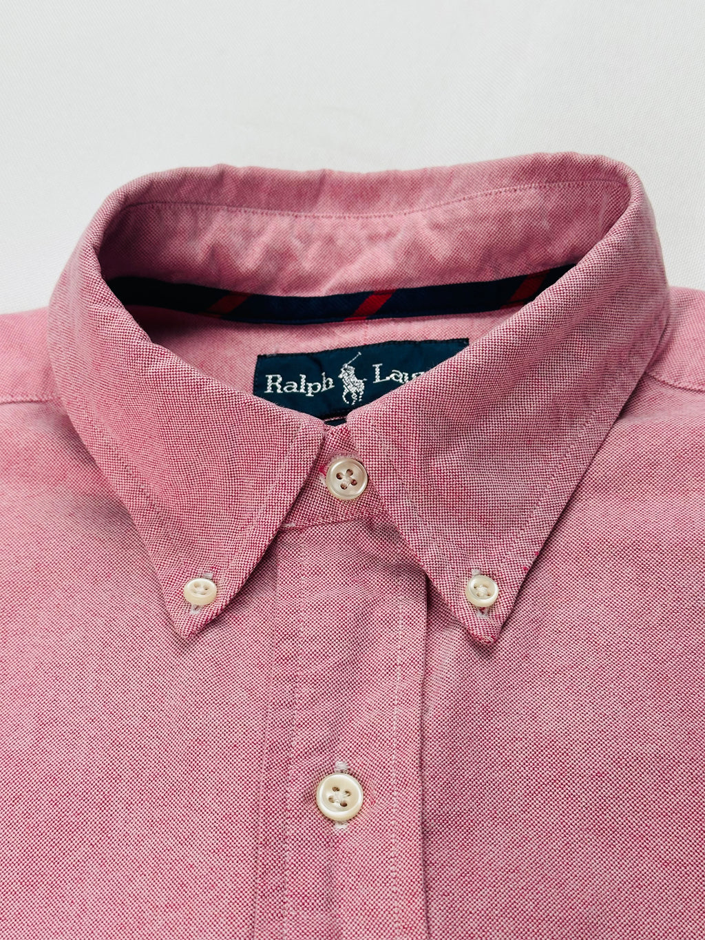 Vintage Ralph Lauren Men’s M Dusty Rose Oxford Shirt Grosgrain Trim Classic Fit