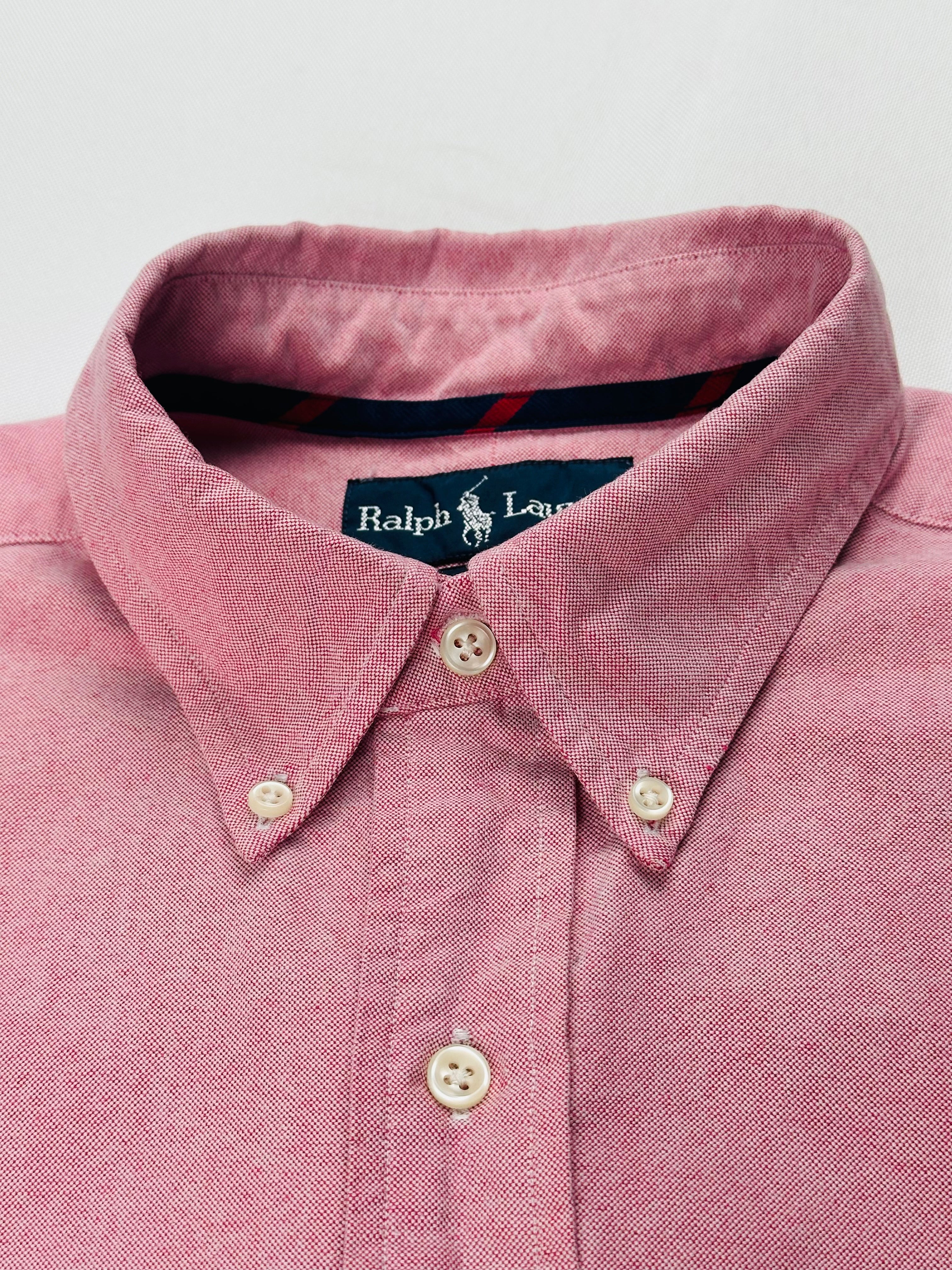 Vintage Ralph Lauren Men’s M Dusty Rose Oxford Shirt Grosgrain Trim Classic Fit