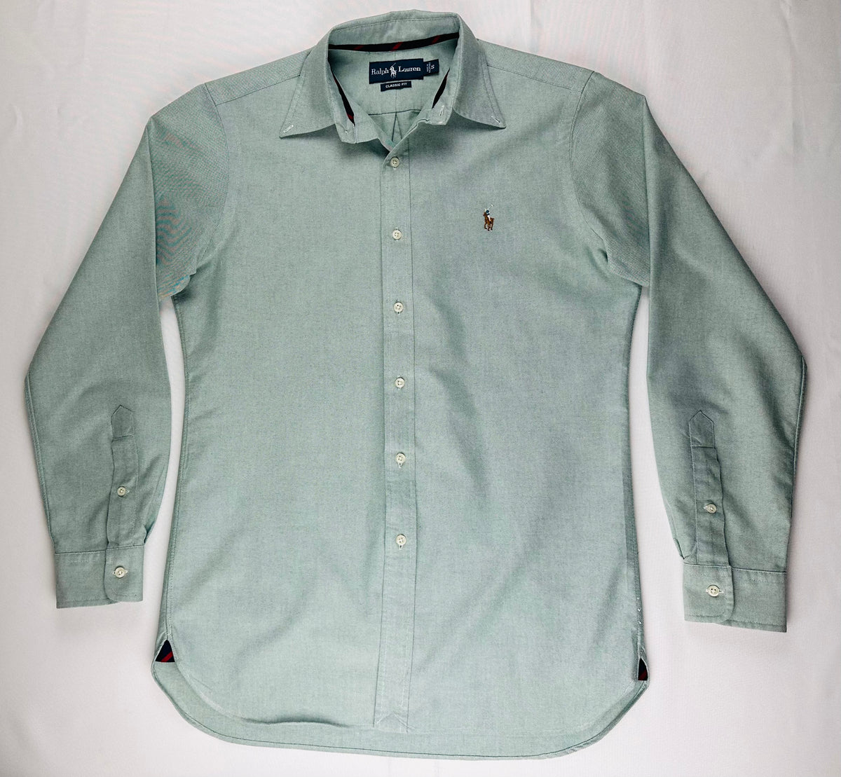 Vintage Ralph Lauren Men’s S Sage Green Oxford Shirt Grosgrain Trim