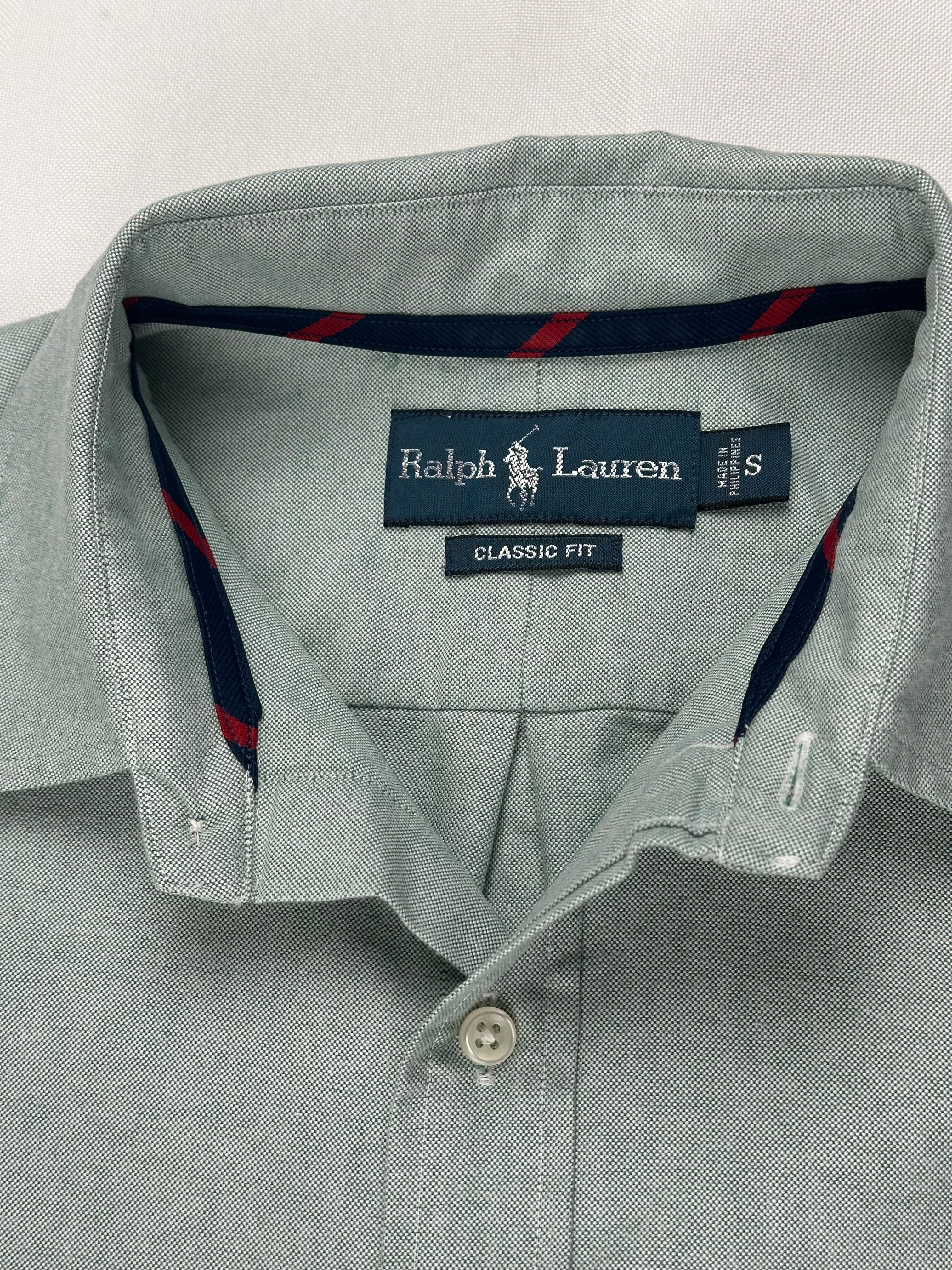 Vintage Ralph Lauren Men’s S Sage Green Oxford Shirt Grosgrain Trim