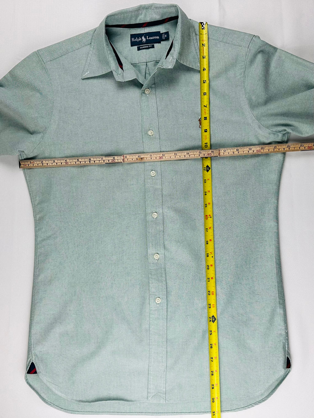 Vintage Ralph Lauren Men’s S Sage Green Oxford Shirt Grosgrain Trim