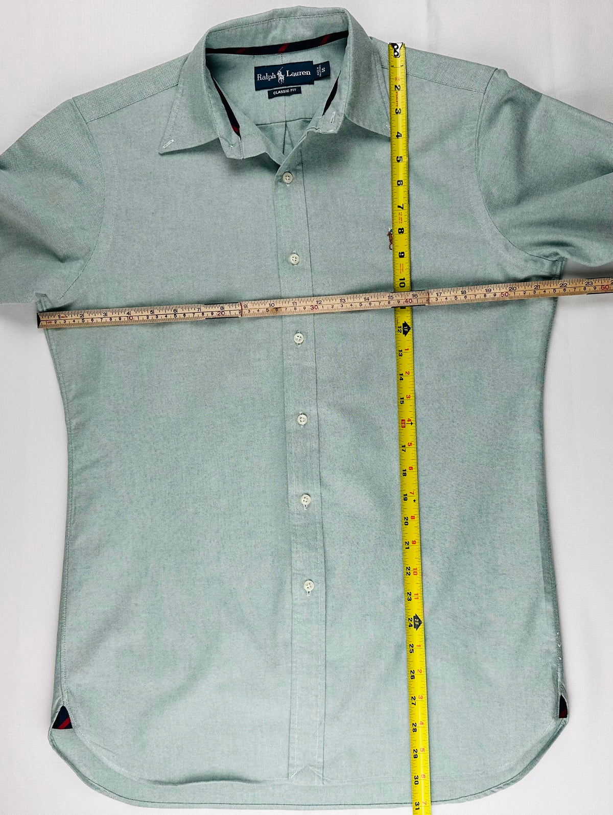 Vintage Ralph Lauren Men’s S Sage Green Oxford Shirt Grosgrain Trim