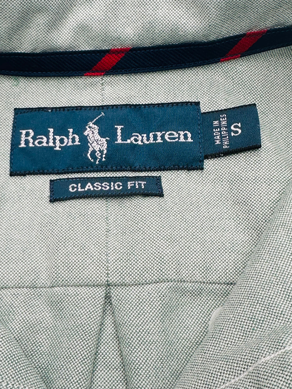Vintage Ralph Lauren Men’s S Sage Green Oxford Shirt Grosgrain Trim