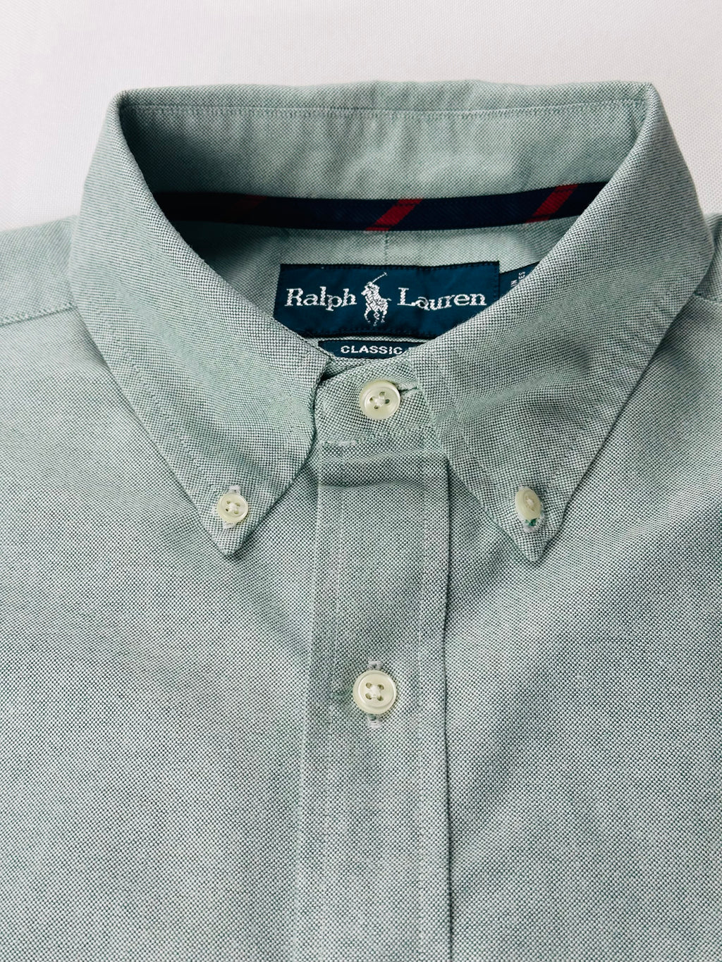 Vintage Ralph Lauren Men’s S Sage Green Oxford Shirt Grosgrain Trim