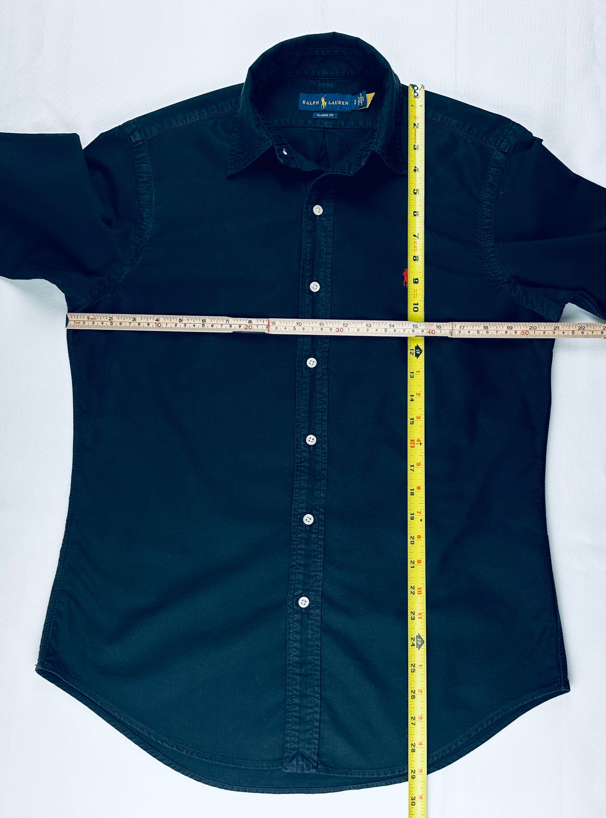 Ralph Lauren Men’s S Classic Fit Black Cotton Button-Down Shirt Red Pony