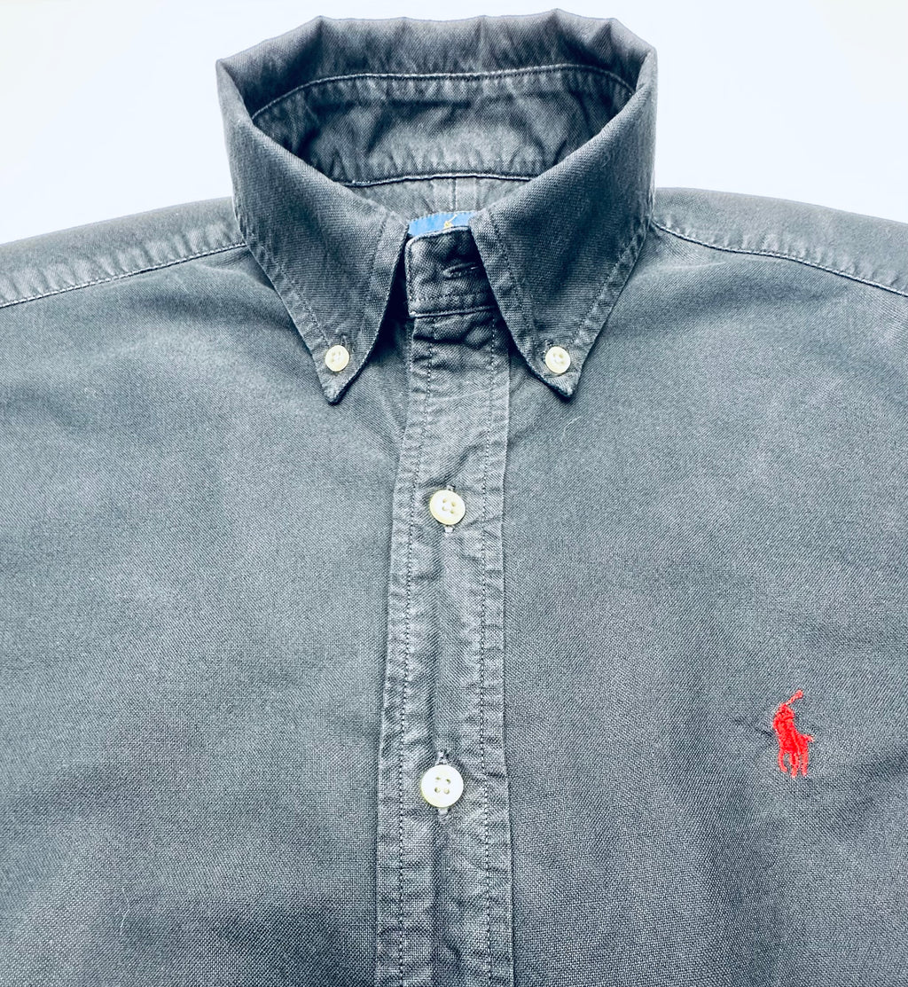 Ralph Lauren Men’s S Classic Fit Black Cotton Button-Down Shirt Red Pony