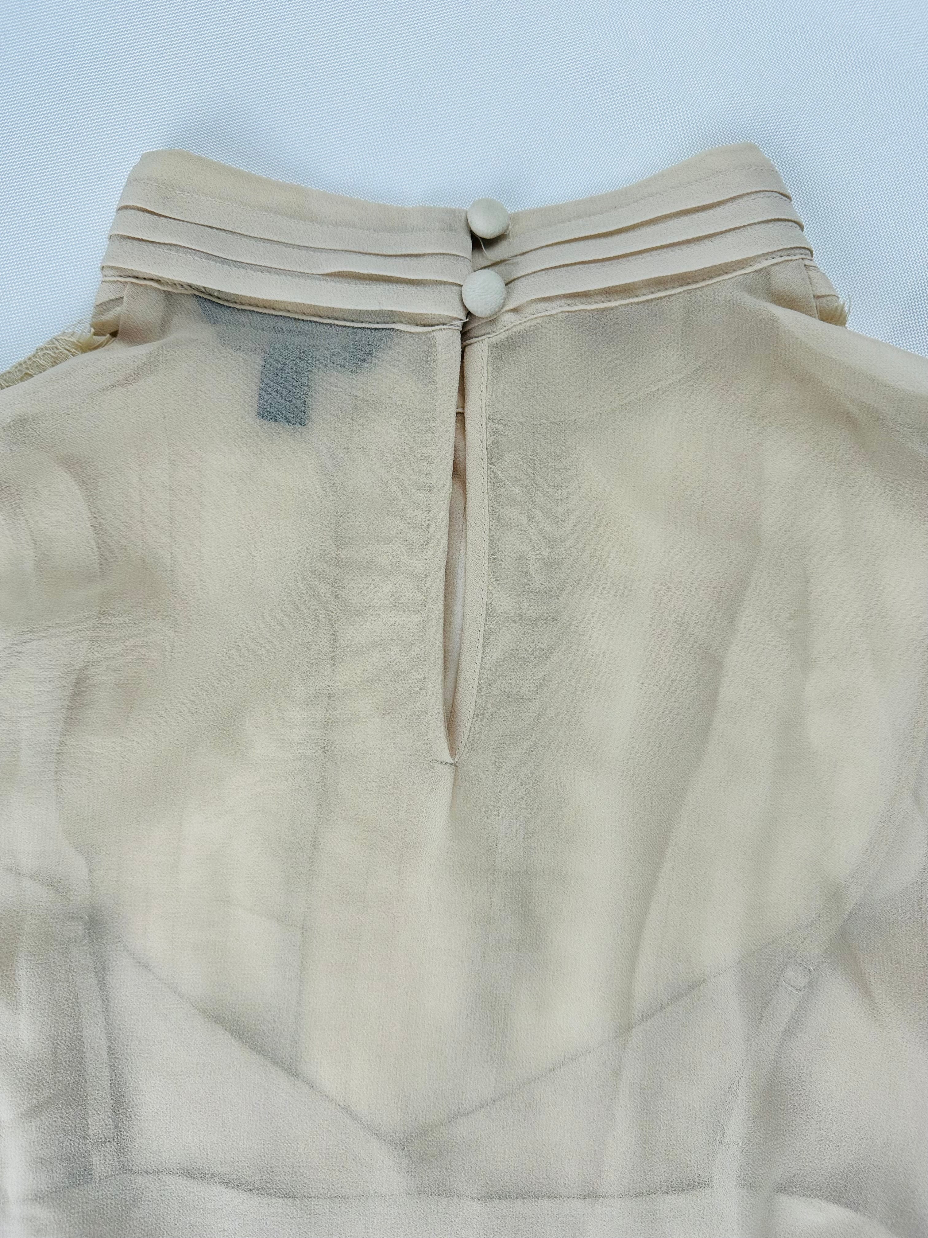 Banana Republic Women’s M Oyster Lace Pintuck High Neck Long Sleeve Blouse