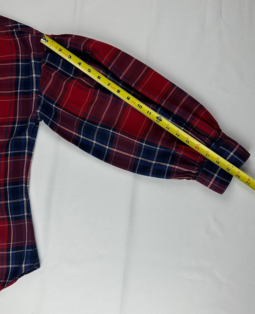 Vintage Ralph Lauren Rugby Women’s 8 Red Navy Plaid Balloon Sleeve Flannel Shirt